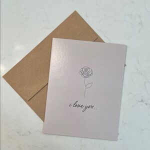 Elegant Neutral I Love You Card with Brown Envelope